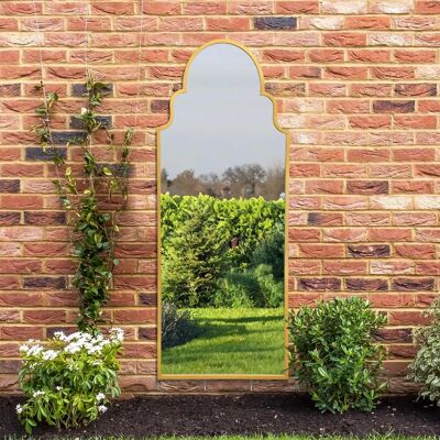 GOLD Garden Mirror - 180x70cm Modern Aluminium Arched Wall Leaner GOLD Garden Mirror - 180x70cm Modern Aluminium Arched Wall Leaner