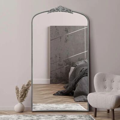 Mirroroutlet Silver Metal Arch Wall Mirror With Crown - 68" x 38" Mirroroutlet Silver Metal Arch Wall Mirror With Crown - 68" x 38"