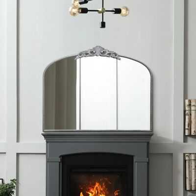 Mirroroutlet Silver Metal Arch Crown Wall Mirror 102x80cm Mirroroutlet Silver Metal Arch Crown Wall Mirror 102x80cm