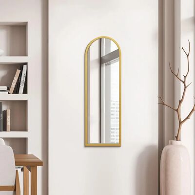 Mirroroutlet Large Gold Metal Framed Arched Wall Mirror - 47" x 16" - Modern Mirroroutlet Large Gold Metal Framed Arched Wall Mirror - 47" x 16" - Modern