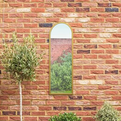 Mirroroutlet Large Gold Metal Framed Arched Garden Mirror - 47"X16" - Garden Mirror Mirroroutlet Large Gold Metal Framed Arched Garden Mirror - 47"X16" - Garden Mirror