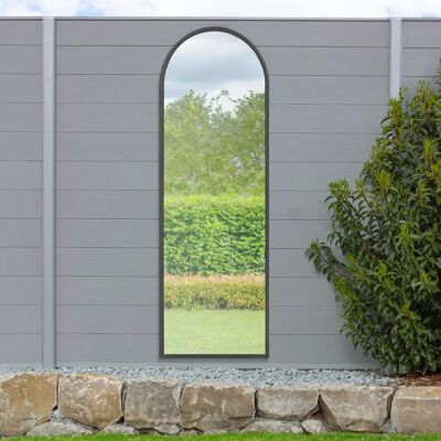 Arcus Large Black Metal Garden Mirror - 71" x 24" Arcus Large Black Metal Garden Mirror - 71" x 24"