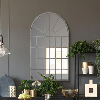 Off White Metal Frame Arched Wall Mirror - 31" X 20" - Wall Mirror Off White Metal Frame Arched Wall Mirror - 31" X 20" - Wall Mirror