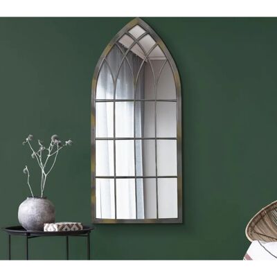 Somerley Rustic Metal Frame Arch Mirror - 46"x20" Wall Decor Somerley Rustic Metal Frame Arch Mirror - 46"x20" Wall Decor