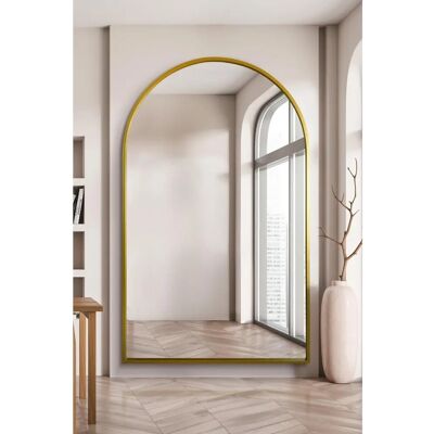 Mirroroutlet Arcus Large Gold Framed Arched Wall Mirror - 75" X 47" Mirroroutlet Arcus Large Gold Framed Arched Wall Mirror - 75" X 47"