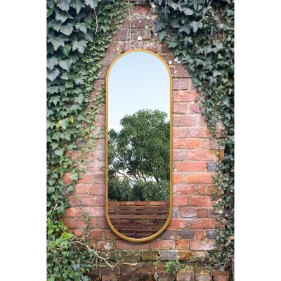 Mirroroutlet Gold Metal Framed Double Arch Garden Wall Mirror - 63"X22" Mirroroutlet Gold Metal Framed Double Arch Garden Wall Mirror - 63"X22"
