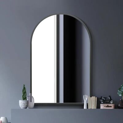Mirroroutlet Large Black Metal Framed Arched Wall Mirror - 47" x 31" Mirroroutlet Large Black Metal Framed Arched Wall Mirror - 47" x 31"