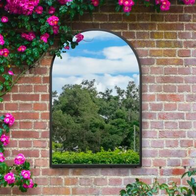 Black Metal Garden Mirror - 47" x 31" - Country Style Black Metal Garden Mirror - 47" x 31" - Country Style