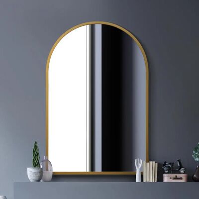 Mirroroutlet Large Gold Metal Framed Arched Wall Mirror - 47" X 31" - Modern Mirroroutlet Large Gold Metal Framed Arched Wall Mirror - 47" X 31" - Modern