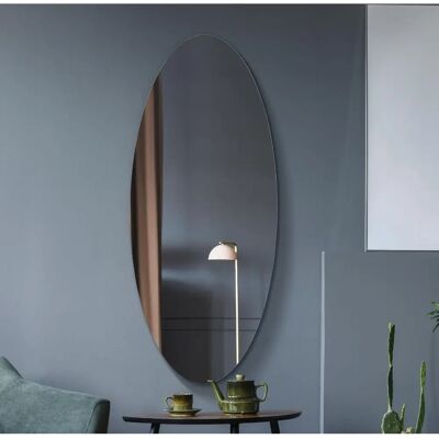 Mirroroutlet Large Frameless Oval Wall Mirror - 47"X 20" - Modern Style Mirroroutlet Large Frameless Oval Wall Mirror - 47"X 20" - Modern Style