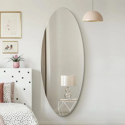 Mirroroutlet Large Frameless Oval Wall Mirror - 71"x28" - Modern Style Mirroroutlet Large Frameless Oval Wall Mirror - 71"x28" - Modern Style