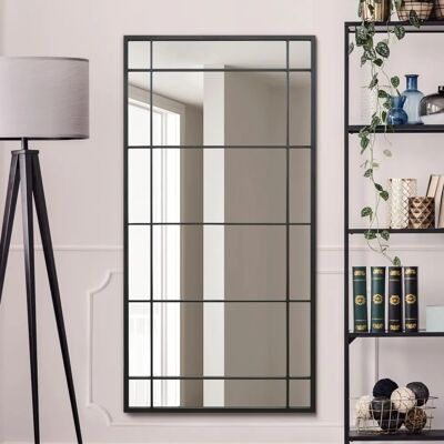 Mirroroutlet Large Black Metal Framed Wall Mirror - 63"X31" - Modern Mirroroutlet Large Black Metal Framed Wall Mirror - 63"X31" - Modern