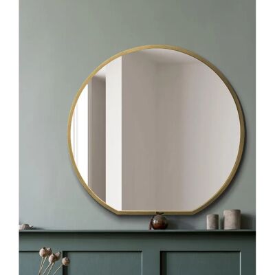 Mirroroutlet Gold Flat Bottom Frame Round Wall Mantle Mirror - 50"X47" Mirroroutlet Gold Flat Bottom Frame Round Wall Mantle Mirror - 50"X47"