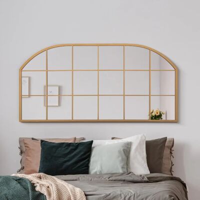 Mirroroutlet Large Gold Metal Framed Arched Window Mirror - 69"X33" - Modern Mirroroutlet Large Gold Metal Framed Arched Window Mirror - 69"X33" - Modern