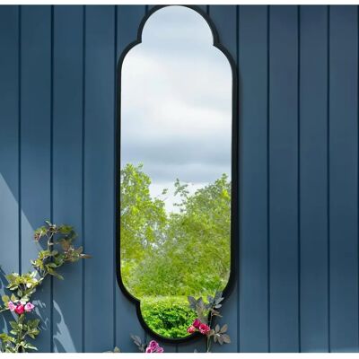 Mirroroutlet Duplici Black Metal Framed Oval Garden Wall Mirror - 59"X20" Mirroroutlet Duplici Black Metal Framed Oval Garden Wall Mirror - 59"X20"