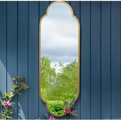 Mirroroutlet Gold Metal Framed Oval Garden Wall Mirror - 59"X20" Mirroroutlet Gold Metal Framed Oval Garden Wall Mirror - 59"X20"