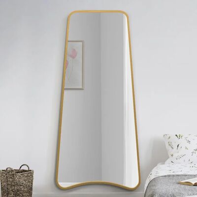 Mirroroutlet Gold Metal Trapezoid Wall Mirror - Coartans 71x34in, 180x85cm Mirroroutlet Gold Metal Trapezoid Wall Mirror - Coartans 71x34in, 180x85cm