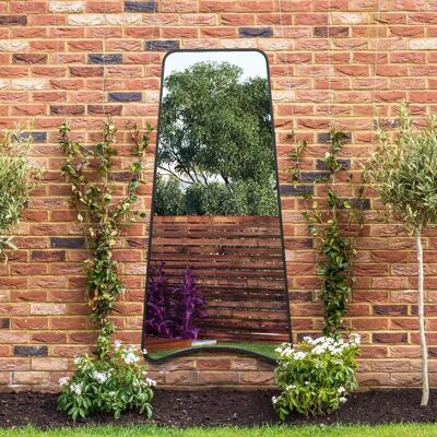 Mirroroutlet Black Metal Trapezoid Garden Mirror - Modern - 79" x 38" Mirroroutlet Black Metal Trapezoid Garden Mirror - Modern - 79" x 38"