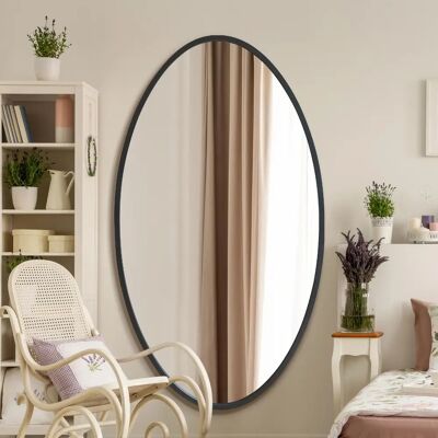 Black Metal Oval Mirror - Modern 71x39 in Black Metal Oval Mirror - Modern 71x39 in