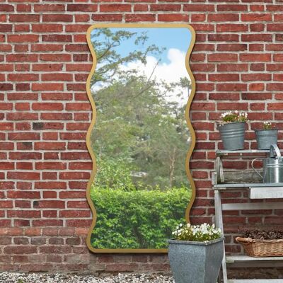 Mirroroutlet Gold Metal Wavy Garden Wall Mirror - Rectangle 67"X31" Mirroroutlet Gold Metal Wavy Garden Wall Mirror - Rectangle 67"X31"