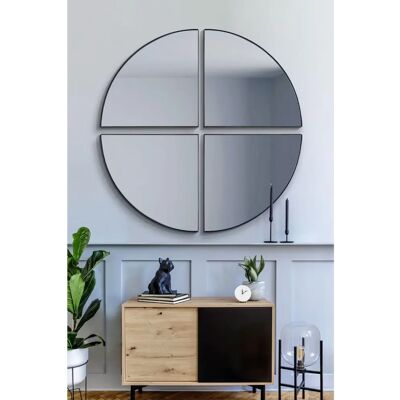 Mirroroutlet Xl Black Round Metal Wall Mirror - 54" x 54" (140x140cm) - Set of 4 Mirroroutlet Xl Black Round Metal Wall Mirror - 54" x 54" (140x140cm) - Set of 4