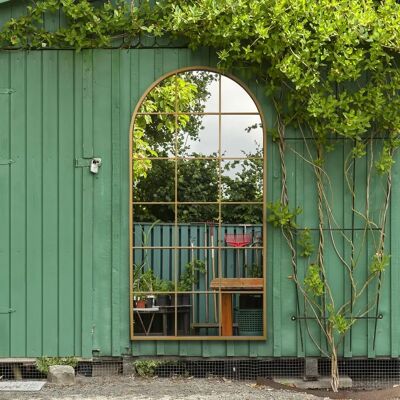 Mirroroutlet Gold Metal Frame Window Arch Garden Mirror - 71x35" 180x90cm Mirroroutlet Gold Metal Frame Window Arch Garden Mirror - 71x35" 180x90cm