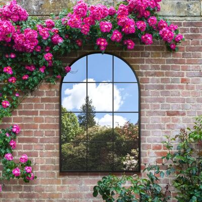 Mirroroutlet Fenarc Large Black Arched Window Garden Mirror - 47" X 31" Mirroroutlet Fenarc Large Black Arched Window Garden Mirror - 47" X 31"