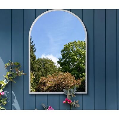 Arcus Large White Garden Mirror - Arched Waterproof Outside Decor Arcus Large White Garden Mirror - Arched Waterproof Outside Decor