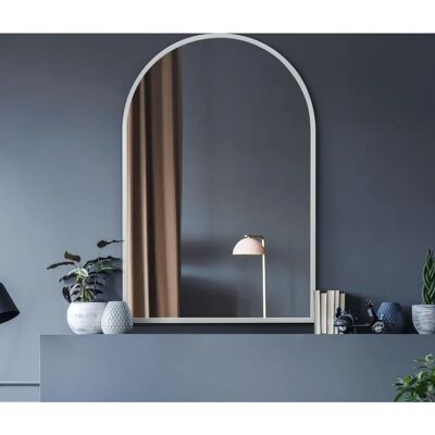 Mirroroutlet Large White Metal Framed Arched Wall Mirror - 47" X 31" Mirroroutlet Large White Metal Framed Arched Wall Mirror - 47" X 31"