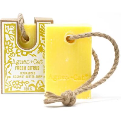 Four Candle Fresh Citrus Soap - Handmade on a Rope Four Candle Fresh Citrus Soap - Handmade on a Rope