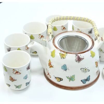 Butterflies Herbal Tea Pot Set - Teapot & Cups Butterflies Herbal Tea Pot Set - Teapot & Cups