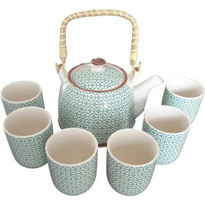 Ceramic Tea Set - Green Mosaic Decorative Teapot & Cups Ceramic Tea Set - Green Mosaic Decorative Teapot & Cups