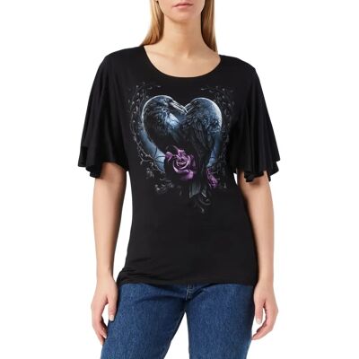 Spiral Direct Raven Heart - Musta goottipaita pitkillä hihoilla Spiral Direct Raven Heart - Musta goottipaita pitkillä hihoilla