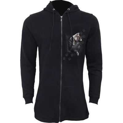 Spiral Direct Gothic POCKET KITTEN - Ladies Fish Tail Full Zip Hoody - Zip Sleeve - Gothic Style Hoodie for Women Spiral Direct Gothic POCKET KITTEN - Ladies Fish Tail Full Zip Hoody - Zip Sleeve - Gothic Style Hoodie for Women