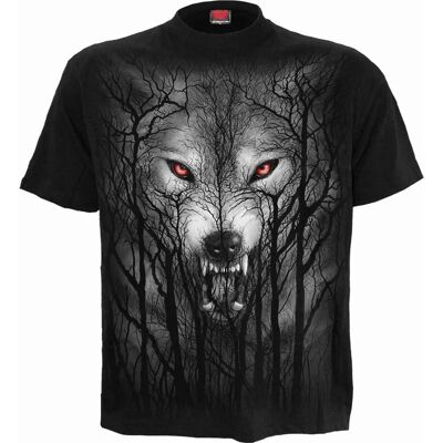 Spiral Forest Wolf Herren Schwarzes Baumwolle T-Shirt - T-Shirt Spiral Forest Wolf Herren Schwarzes Baumwolle T-Shirt - T-Shirt