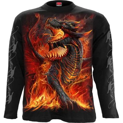 Wild Star Hearts Spiral Draconis - Black Cotton T-shirt - Long Sleeve - Men Wild Star Hearts Spiral Draconis - Black Cotton T-shirt - Long Sleeve - Men