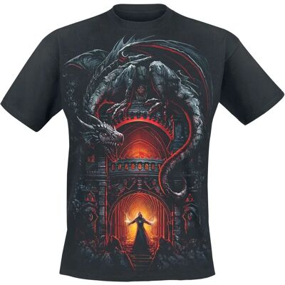 Spiral Direct Gothic DRAGON'S LAIR - T-Shirt Schwarz - Drachmotiv - Schädel - Kurzarm Spiral Direct Gothic DRAGON'S LAIR - T-Shirt Schwarz - Drachmotiv - Schädel - Kurzarm