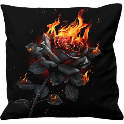 Gothisk Flammende Rose Firkantet Pude - Unisex Gothisk Flammende Rose Firkantet Pude - Unisex