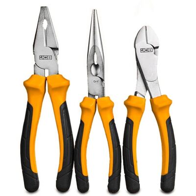 JCB 3 Piece Plier Set - Heavy-Duty Tools for Professionals JCB 3 Piece Plier Set - Heavy-Duty Tools for Professionals