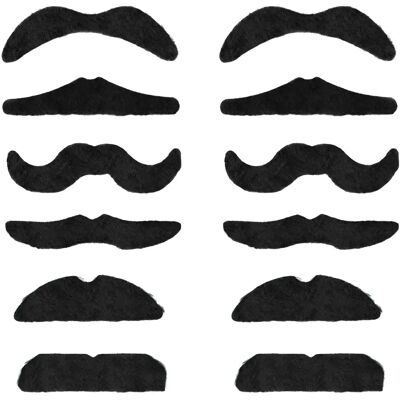 Trixes Conjunto de 12 Bigodes Falsos Autoadesivos - Acessório para Fantasias Trixes Conjunto de 12 Bigodes Falsos Autoadesivos - Acessório para Fantasias