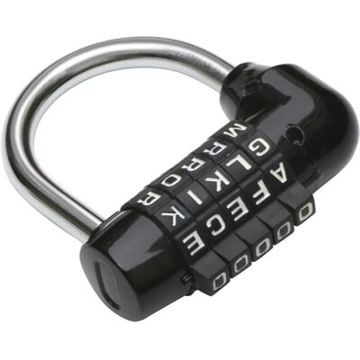 Cadeado de combinação de 5 letras preto TRIXES Cadeado de combinação de 5 letras preto TRIXES