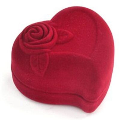 TRIXES Caixa de Anel Coração de Amor Vermelho Flocada TRIXES Caixa de Anel Coração de Amor Vermelho Flocada