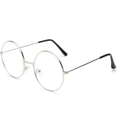 TRIXES Unisex Silver Retro Sixties Style Round Metal Glasses - Eyeglasses TRIXES Unisex Silver Retro Sixties Style Round Metal Glasses - Eyeglasses