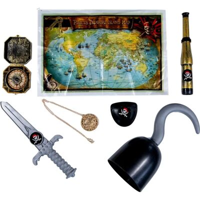 Conjunto de acessórios de pirata para crianças - TRIXES - Ouro Conjunto de acessórios de pirata para crianças - TRIXES - Ouro