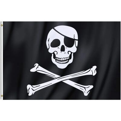 Trixes - Jolly Roger Skull Bones - 90x150cm - Anneaux - Drapeau - Publicité Trixes - Jolly Roger Skull Bones - 90x150cm - Anneaux - Drapeau - Publicité