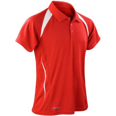 Spiro Mens Red/White Performance Polo Shirt - Polo Shirt Spiro Mens Red/White Performance Polo Shirt - Polo Shirt