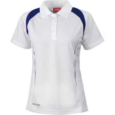 Spiro Womens/Ladies Sports Team Spirit Performance Polo Shirt - White/Navy - XS Spiro Womens/Ladies Sports Team Spirit Performance Polo Shirt - White/Navy - XS