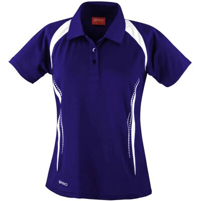 Spiro Womens/Ladies Sports Team Spirit Performance Polo Shirt - Navy/White Spiro Womens/Ladies Sports Team Spirit Performance Polo Shirt - Navy/White