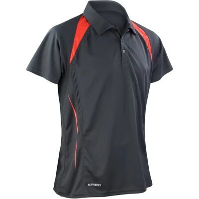 Spiro Mens Performance Polo Shirt - Black/Red - S-2XL Spiro Mens Performance Polo Shirt - Black/Red - S-2XL