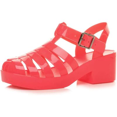 Ajvani Coral Watermelon Jelly Low Block Heel Sandals - Shoes Ajvani Coral Watermelon Jelly Low Block Heel Sandals - Shoes